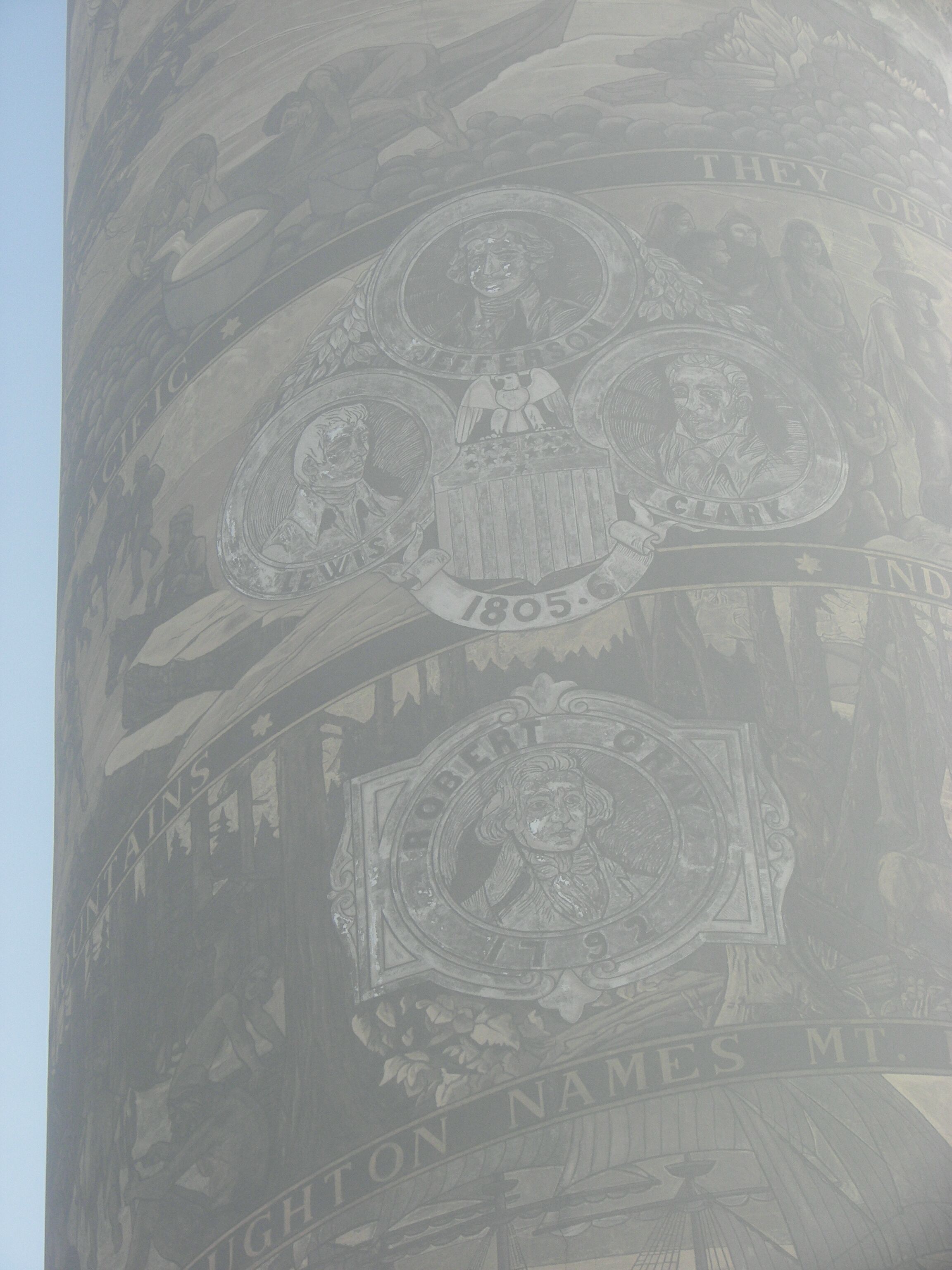 Detail view of some of the art wok on the Astoria Column
